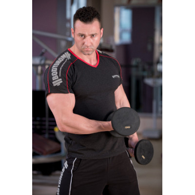 Bodydrom Fitness & Bodybuilding Sporcu T-Shirt Omuz Baskılı Kısa Kollu Antrasit 005-07-BDT